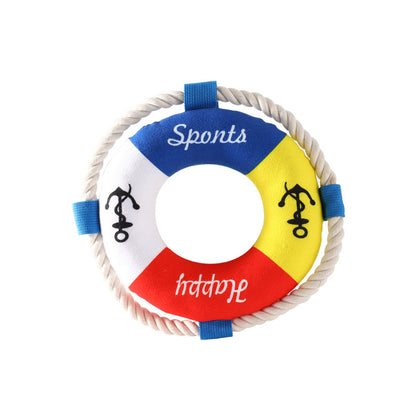 Hund Kuscheltiere, Plüschspielzeug in Form von Schwimmringen mit Klingende Glocke & Baumwollseil für Hunde, Drei Stile