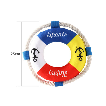 Hund Kuscheltiere, Plüschspielzeug in Form von Schwimmringen mit Klingende Glocke & Baumwollseil für Hunde, Drei Stile