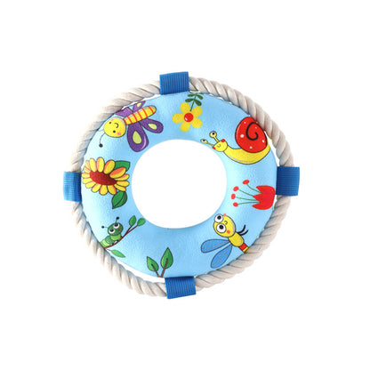 Hund Kuscheltiere, Plüschspielzeug in Form von Schwimmringen mit Klingende Glocke & Baumwollseil für Hunde, Drei Stile