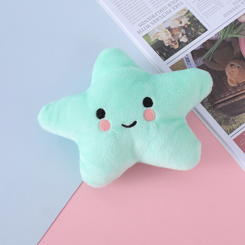 Kuscheltiere für Hunde, Fünfzack-Stern Plüschspielzeug mit Quietschfunktion, Hundefreundliches in Gelb, Grün und Lila