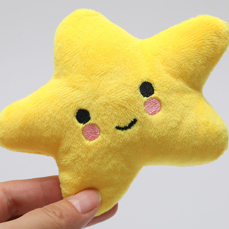 Kuscheltiere für Hunde, Fünfzack-Stern Plüschspielzeug mit Quietschfunktion, Hundefreundliches in Gelb, Grün und Lila