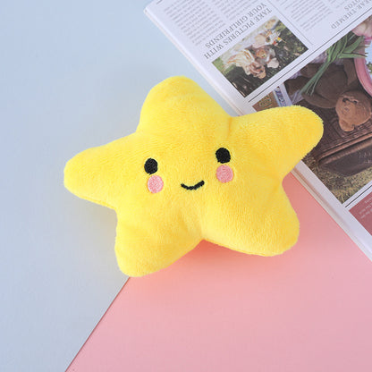 Kuscheltiere für Hunde, Fünfzack-Stern Plüschspielzeug mit Quietschfunktion, Hundefreundliches in Gelb, Grün und Lila