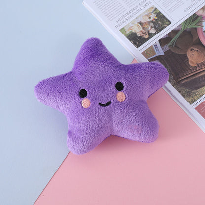 Kuscheltiere für Hunde, Fünfzack-Stern Plüschspielzeug mit Quietschfunktion, Hundefreundliches in Gelb, Grün und Lila