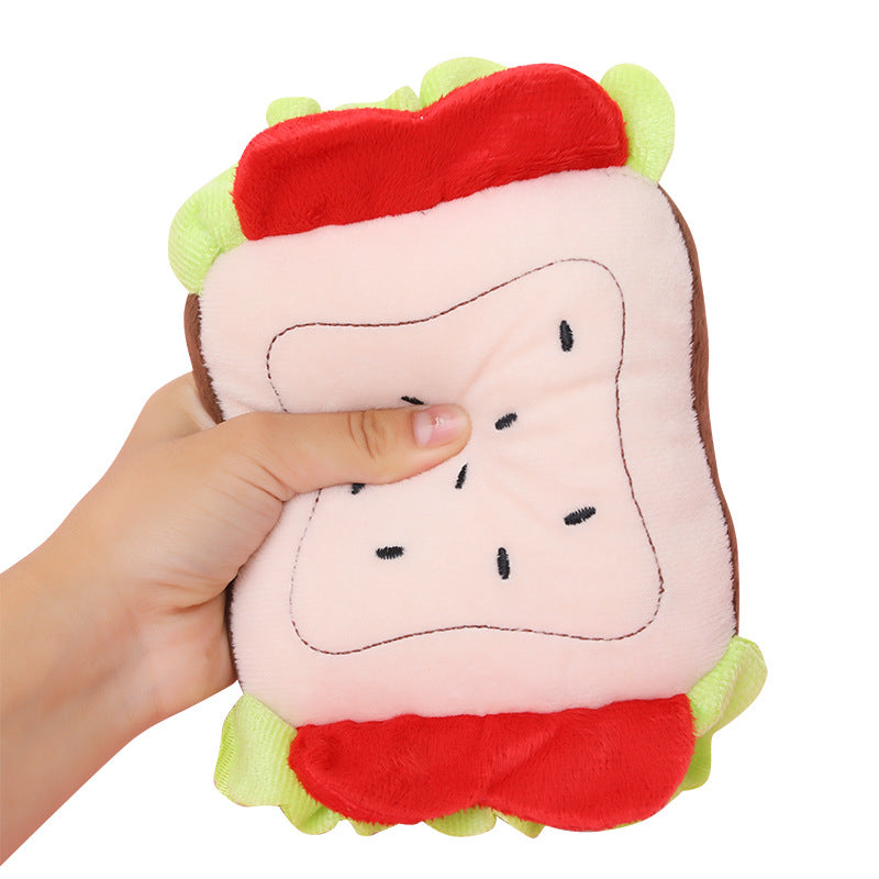 Kuscheltier für den Hund, Sandwich Kauspielzeug Hunde, Hundespielzeug Quietsch, Ideal für Zahnpflege & Spielspaß, 18x13x6 cm