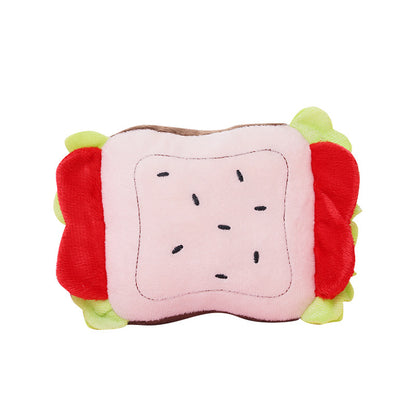 Kuscheltier für den Hund, Sandwich Kauspielzeug Hunde, Hundespielzeug Quietsch, Ideal für Zahnpflege & Spielspaß, 18x13x6 cm