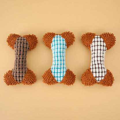 Kuscheltier für den Hund, Audio Maissamt Knochen Spielzeug, 3er Set in Blau, Kaffee und Weiß, Zahnpflege, Begleiter für Hunde