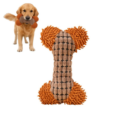 Kuscheltier für den Hund, Plüsch Knochen Spielzeug mit Quietscher, 3er Set in Blau, Kaffee und Weiß, Begleiter für Hunde