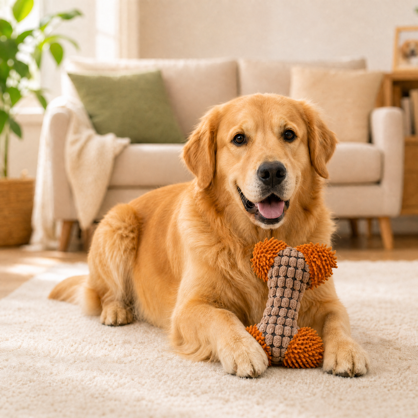 Kuscheltier für den Hund, Plüsch Knochen Spielzeug mit Quietscher, 3er Set in Blau, Kaffee und Weiß, Begleiter für Hunde