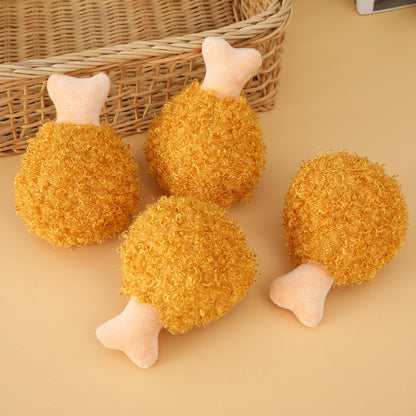 Kuscheltier für Hunde, Hähnchenbein mit Quietscher, langlebig & niedlich, Entspannungsspielzeug für kleine und große Hunde