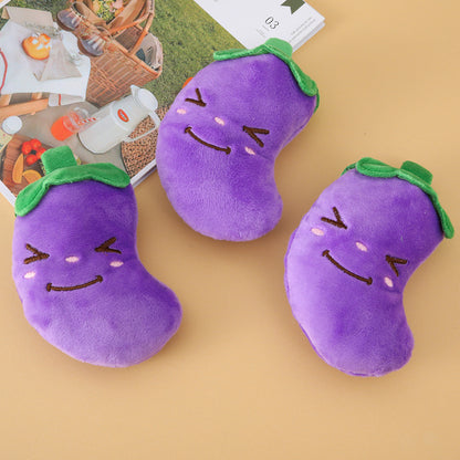 Hund Kuscheltiere, Simulation Cartoon Aubergine mit integrierter Quietschfunktion, bissfester Stoff, Kauspielzeug für Hunde (1 Stück)