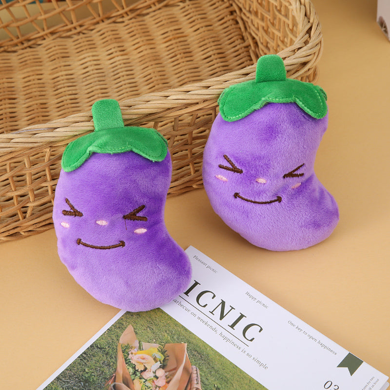 Hund Kuscheltiere, Simulation Cartoon Aubergine mit integrierter Quietschfunktion, bissfester Stoff, Kauspielzeug für Hunde (1 Stück)