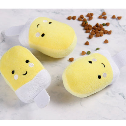 Kuscheltier für den Hund, Welpenspielzeug, Gelb Cartoon-Eis am Stiel-Design, Hundespielzeug Quietsch, Entspannen, 6,5x14x5 cm