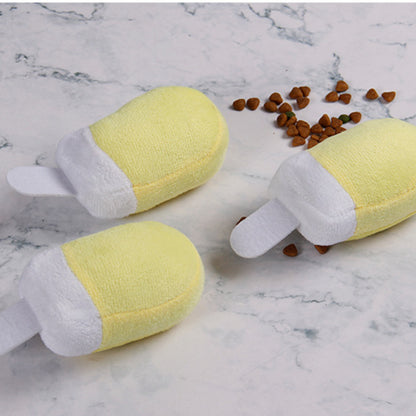 Kuscheltier für den Hund, Welpenspielzeug, Gelb Cartoon-Eis am Stiel-Design, Hundespielzeug Quietsch, Entspannen, 6,5x14x5 cm