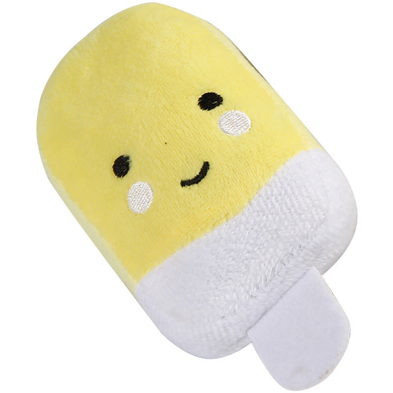 Kuscheltier für den Hund, Welpenspielzeug, Gelb Cartoon-Eis am Stiel-Design, Hundespielzeug Quietsch, Entspannen, 6,5x14x5 cm