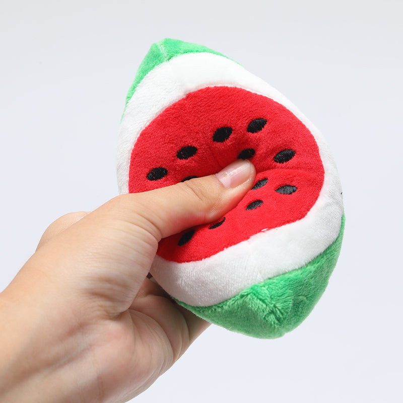 Kuscheltier für Hunde, WassermeloneForm mit Geräuschfunktion, Exquisite Stickerei, Hundespielzeug für Spaß, 3er-Pack