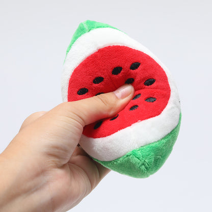 Kuscheltier für Hunde, WassermeloneForm mit Geräuschfunktion, Exquisite Stickerei, Hundespielzeug für Spaß, 3er-Pack