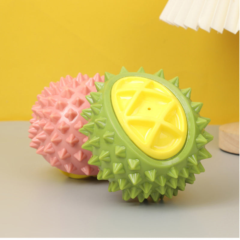 Spielzeug für den Hund, TRP Durian Kauball, Hundespielzeug Quietschen, Grün und Rosa, ideal für Wasserspiele & Saubere Zähne