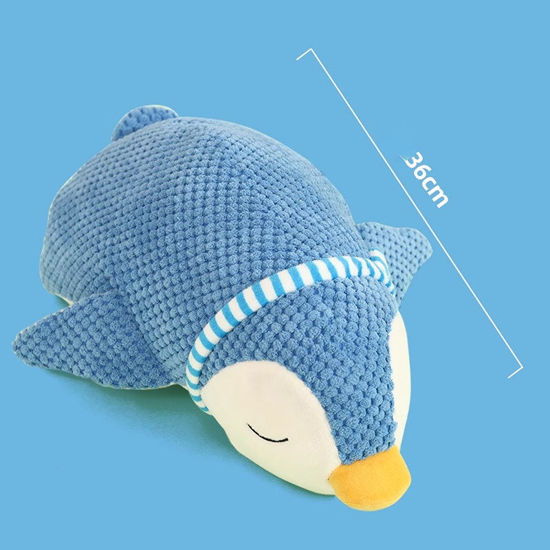 Hund Kuscheltiere, Süßer blauer Pinguin mit Lautes Papier und BB-Sound, Hundespielzeug zum Schlafen & Kauspielzeug Hund