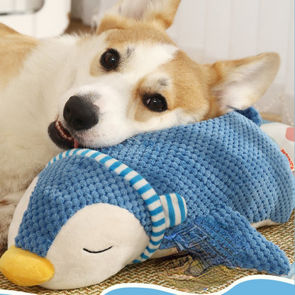 Hund Kuscheltiere, Süßer blauer Pinguin mit Lautes Papier und BB-Sound, Hundespielzeug zum Schlafen & Kauspielzeug Hund
