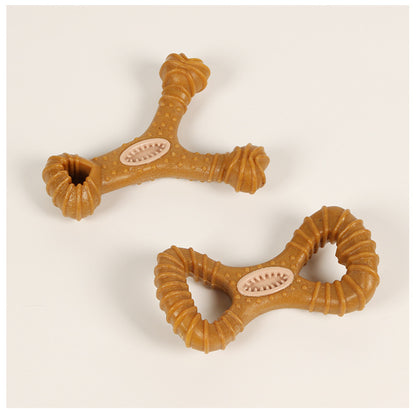 Hund spielzeug, Y-Form und Knochenform Futterspielzeug aus TRP, Holzspäne & PP, Zahnreinigung & Spiel für alle Hunderassen