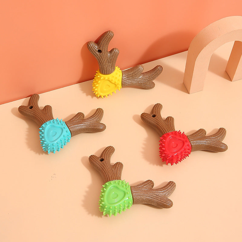 Hundespielzeug Unkaputtbar, Beißstab Geweihform, Strapazierfähiges und langlebiges Hundespielzeug für jeden Hund, Vier Farben