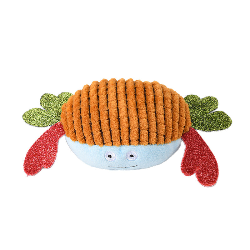 Kuscheltiere für Hunde, Krabben Kauspielzeug aus Maissamt, mit BB-Geräusch, Pink & Blau, ideal für Spiel und Zahnreinigung (1 Stück)