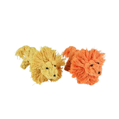 Hund Spielzeug, Süßer Handgewebt Baumwollseil Löwe für Hunde zum Spielen, Kauspielzeug für Hunde, Orange & Gelb (1 Stück)