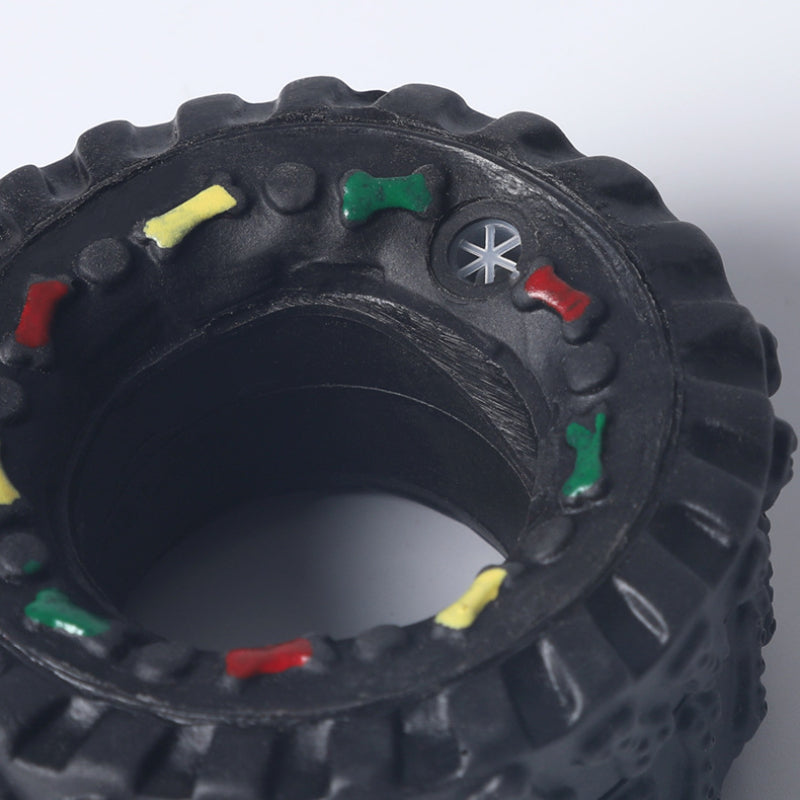 Hundespielzeug Unkaputtbar, Schwarz Reifenform Hundespielzeug Gummi mit quietschen, strapazierfähig & langlebig (1 Stück)