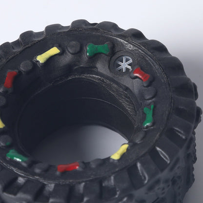 Hundespielzeug Unkaputtbar, Schwarz Reifenform Hundespielzeug Gummi mit quietschen, strapazierfähig & langlebig (1 Stück)