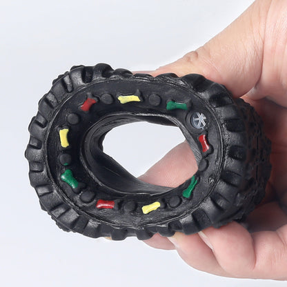 Hundespielzeug Unkaputtbar, Schwarz Reifenform Hundespielzeug Gummi mit quietschen, strapazierfähig & langlebig (1 Stück)