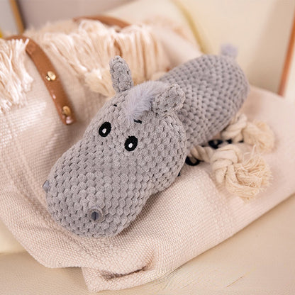 Kuscheltier für den Hund, Ananasgitter Gelbe Ente, Esel & Nilpferd Spielzeug mit Baumwollseilknoten, zum Kauen und Spielen