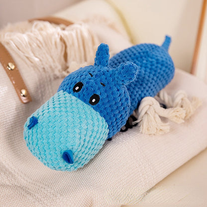 Kuscheltier für den Hund, Ananasgitter Gelbe Ente, Esel & Nilpferd Spielzeug mit Baumwollseilknoten, zum Kauen und Spielen