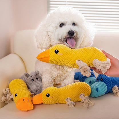 Kuscheltier für den Hund, Ananasgitter Gelbe Ente, Esel & Nilpferd Spielzeug mit Baumwollseilknoten, zum Kauen und Spielen