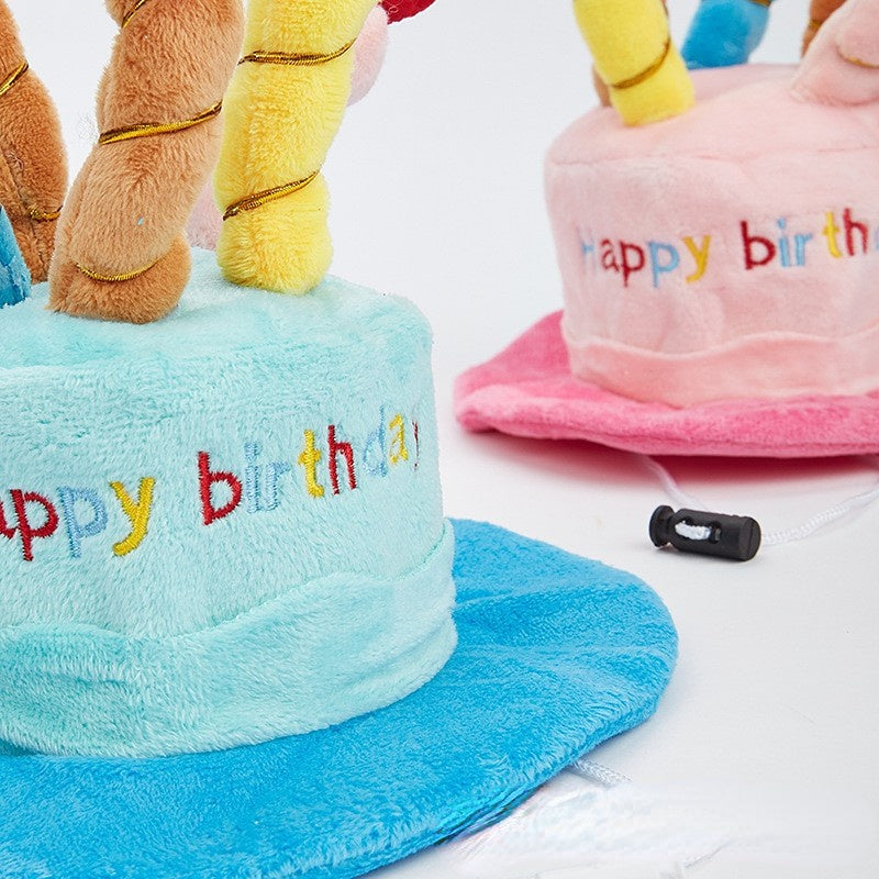 Hund Spielzeug, Verspielte Plüsch Geburtstagsmütze, Pink & Blau, Verstellbare Hutkordel, Perfekt für jeden Hund mit Geburtstag (1 Stück)