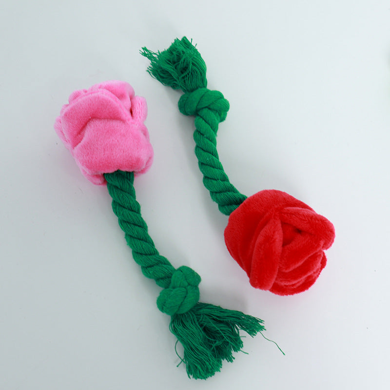 Kuscheltier für den Hund, Rose Spielzeug mit Baumwollseil, Hunde Intelligenzspielzeug, Kauspielzeug zur Zahnreinigung