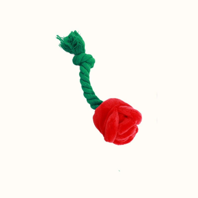 Kuscheltier für den Hund, Rose Spielzeug mit Baumwollseil, Hunde Intelligenzspielzeug, Kauspielzeug zur Zahnreinigung