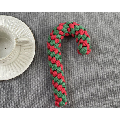 Spielzeug für den Hund, Weihnachtsserie Baumwollseil Kaustangen Spielzeug, Zahnreinigung & Energie freisetzen, drei Farben (1 Stück)