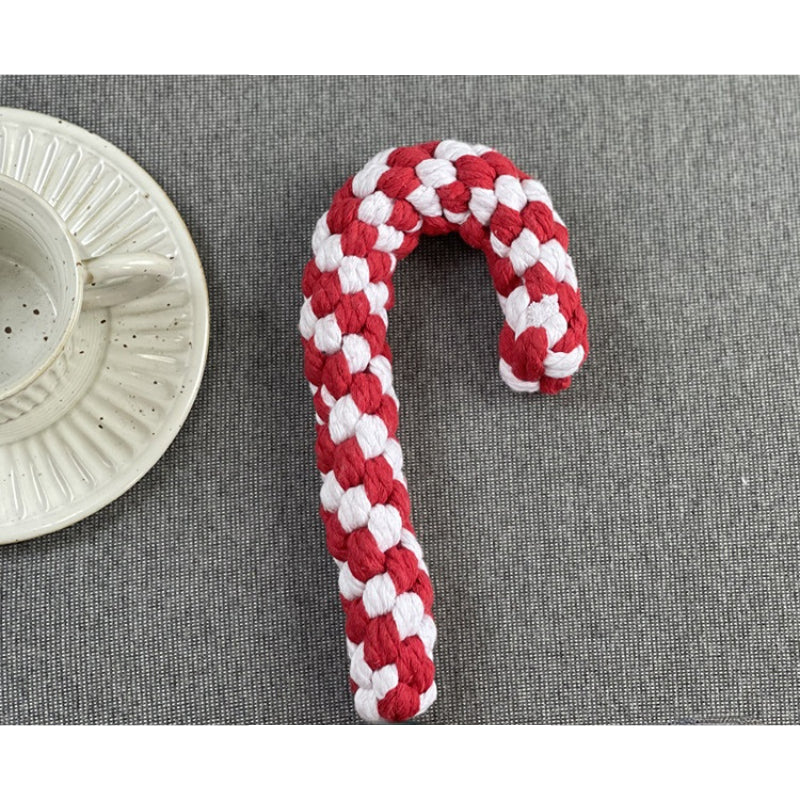 Spielzeug für den Hund, Weihnachtsserie Baumwollseil Kaustangen Spielzeug, Zahnreinigung & Energie freisetzen, drei Farben (1 Stück)