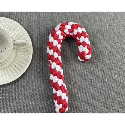 Spielzeug für den Hund, Weihnachtsserie Baumwollseil Kaustangen Spielzeug, Zahnreinigung & Energie freisetzen, drei Farben (1 Stück)