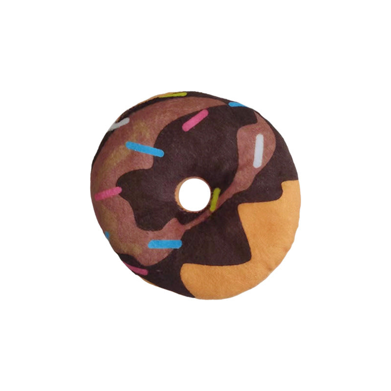 Kuscheltier für Hunde, Süßes Bedruckte Donuts, Hundespielzeug Quietschen, Vier Stile für Ihre Hund Freunde (1 Stück)
