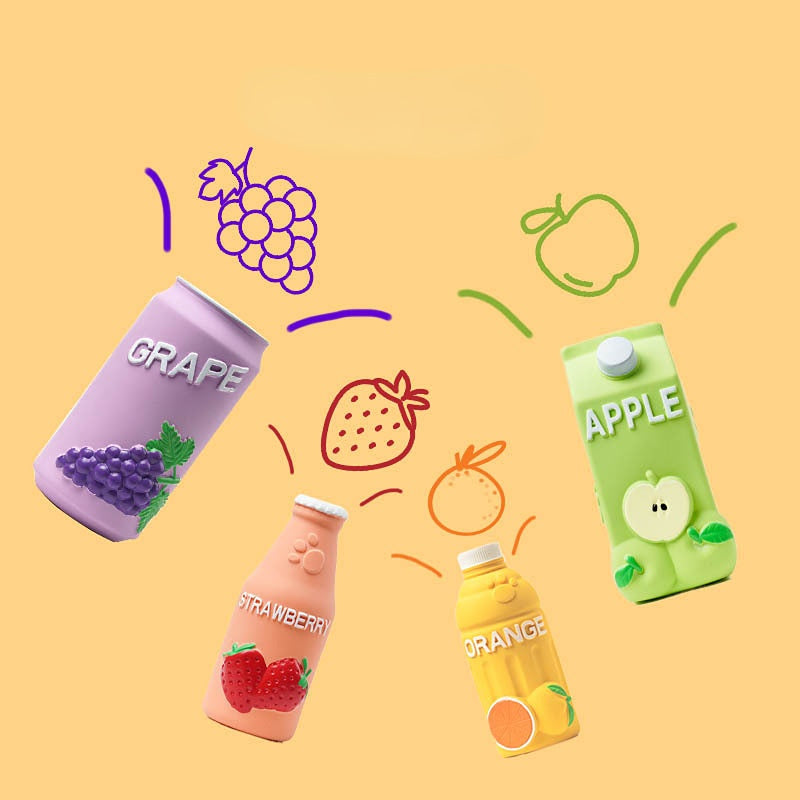 Hundespielzeug Unkaputtbar, Simulations Saftflasche aus Latex mit Fruchtduft & Geräuschfunktion, Spaßbringendes Hundespielzeug