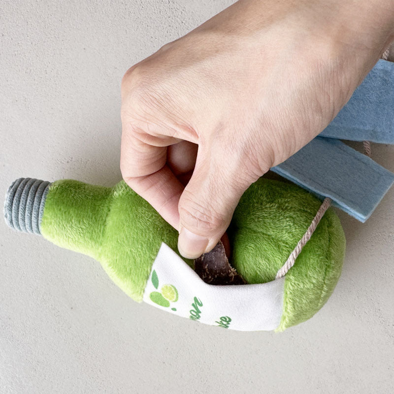 Hund Kuscheltiere, Plüsch Weinflasche Kauspielzeug mit Futterversteck & BB-Sound, intelligenzspielzeug für Aktive Hunde (1 Stück)