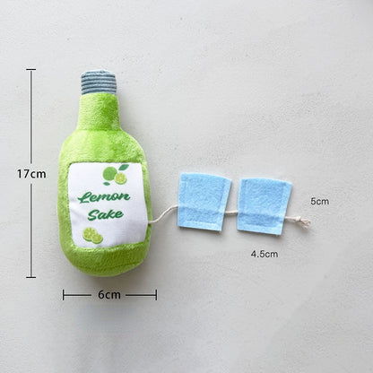 Hund Kuscheltiere, Plüsch Weinflasche Kauspielzeug mit Futterversteck & BB-Sound, intelligenzspielzeug für Aktive Hunde (1 Stück)