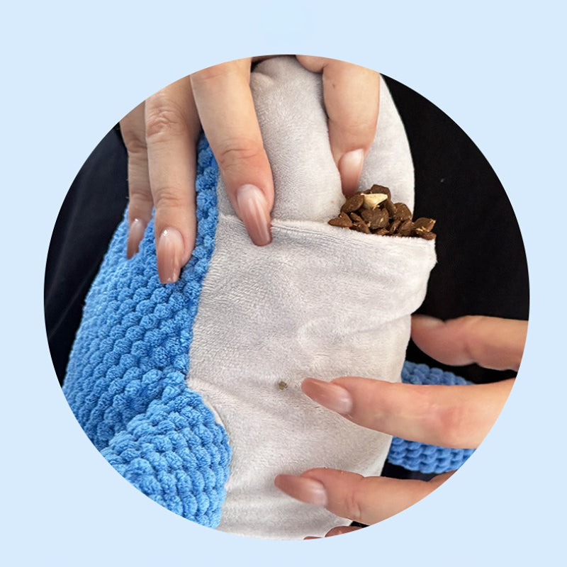 Kuscheltier für Hunde, Blauer Delfin, Hundespielzeug Quietschen, Futterversteck für kleine und große Hunde, Zwei Größen