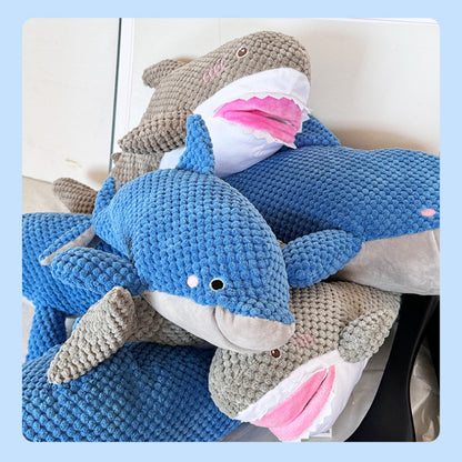 Kuscheltier für Hunde, Blauer Delfin, Hundespielzeug Quietschen, Futterversteck für kleine und große Hunde, Zwei Größen