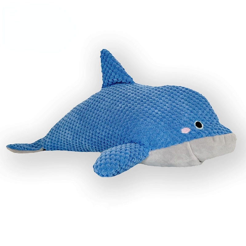 Kuscheltier für Hunde, Blauer Delfin, Hundespielzeug Quietschen, Futterversteck für kleine und große Hunde, Zwei Größen