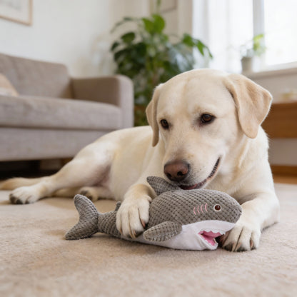 Hund Kuscheltiere, grauer Plüsch Hai mit Versteckmöglichkeit für Hundefutter, stundenlanger interaktiver Spielspaß, in zwei Größen erhältlich