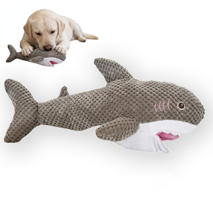 Hund Kuscheltiere, grauer Plüsch Hai mit Versteckmöglichkeit für Hundefutter, stundenlanger interaktiver Spielspaß, in zwei Größen erhältlich