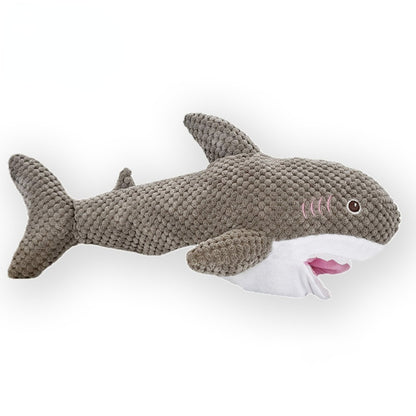 Hund Kuscheltiere, grauer Plüsch Hai mit Versteckmöglichkeit für Hundefutter, stundenlanger interaktiver Spielspaß, in zwei Größen erhältlich