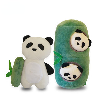 Kuscheltier für den Hund, Panda und Bambus Set mit BiBi-Geräusch & Krinklepapier, Hunde Intelligenzspielzeug für alle Hunde